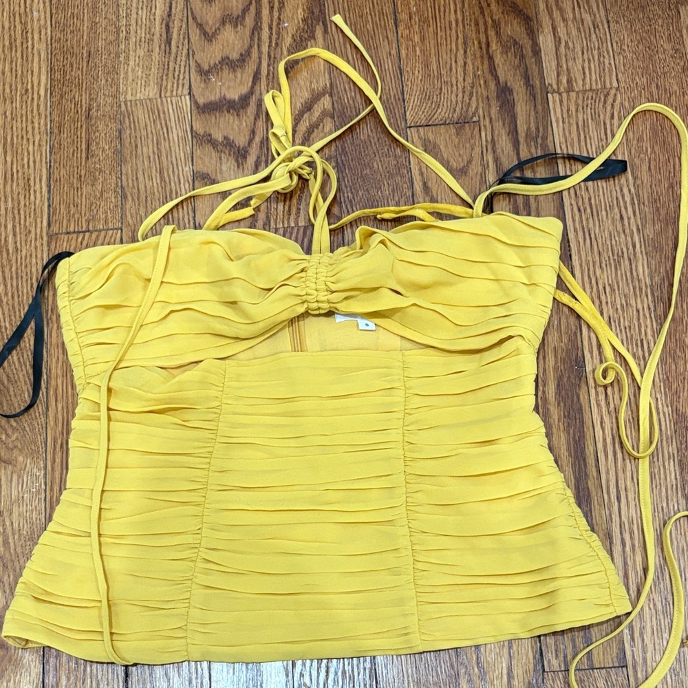 LPA Yellow Ruched Camisole Top